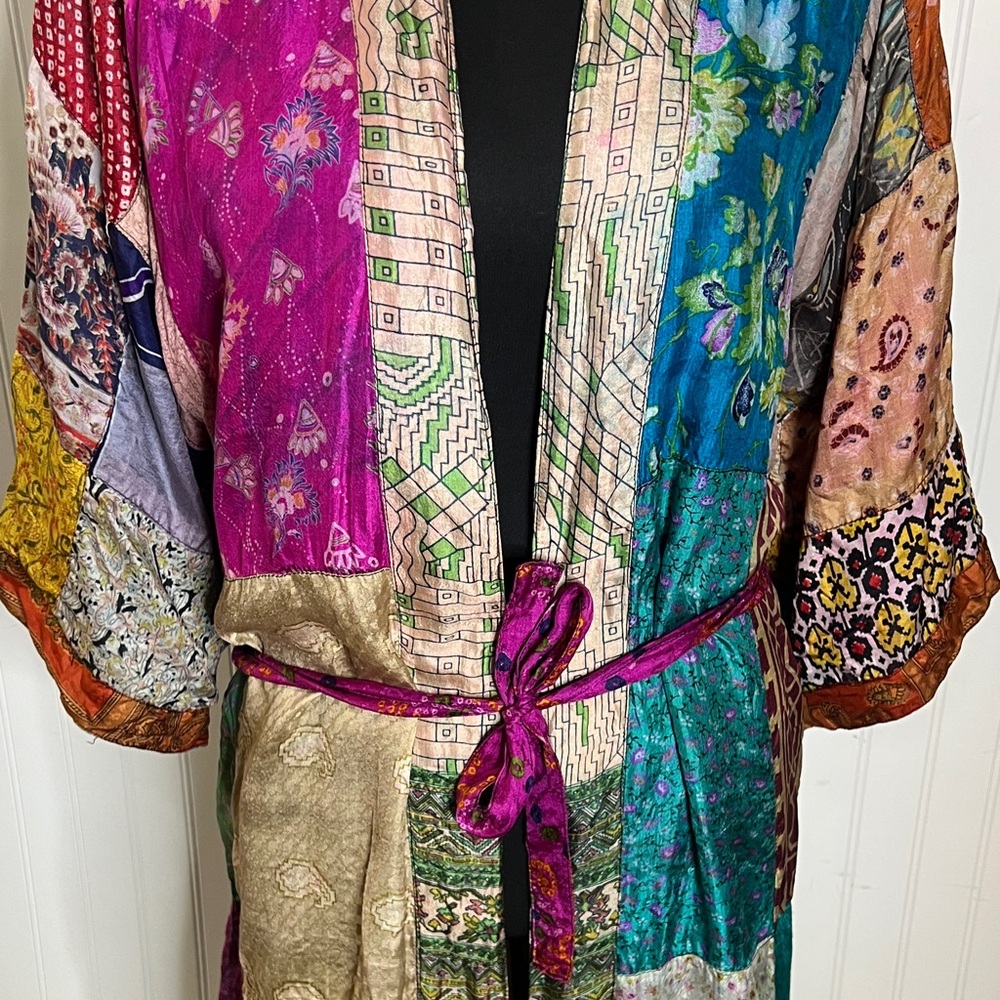 Sacred Threads Vibrant Patchwork Robe - image 5